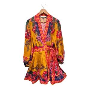 Zimmermann Lovestruck Saffron Linen Wrap Mini Dress Boutique 2 US Size 8 AUS 12